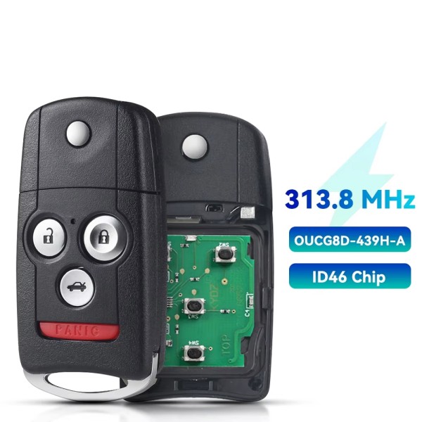 2007-2008 Acura TL / 4-Button Flip Key / PN: 3511-306 / OUCG8D-439H-A (AFTERMARKET)